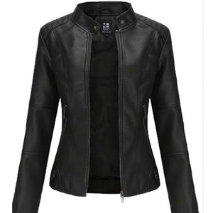 Small Black Faux Leather Jacket.  NWT